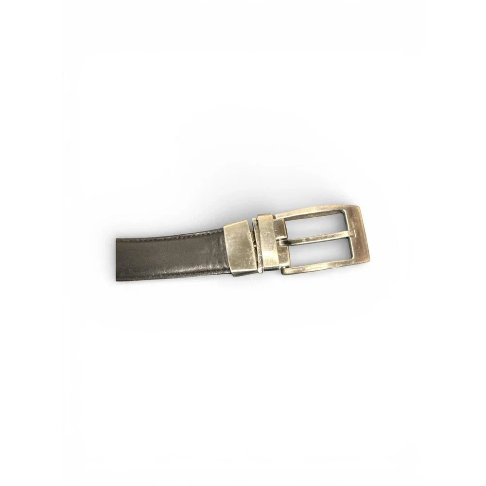 Men's Leather Reversible Belt Polished Nickel Buckle New Dress Casual 46